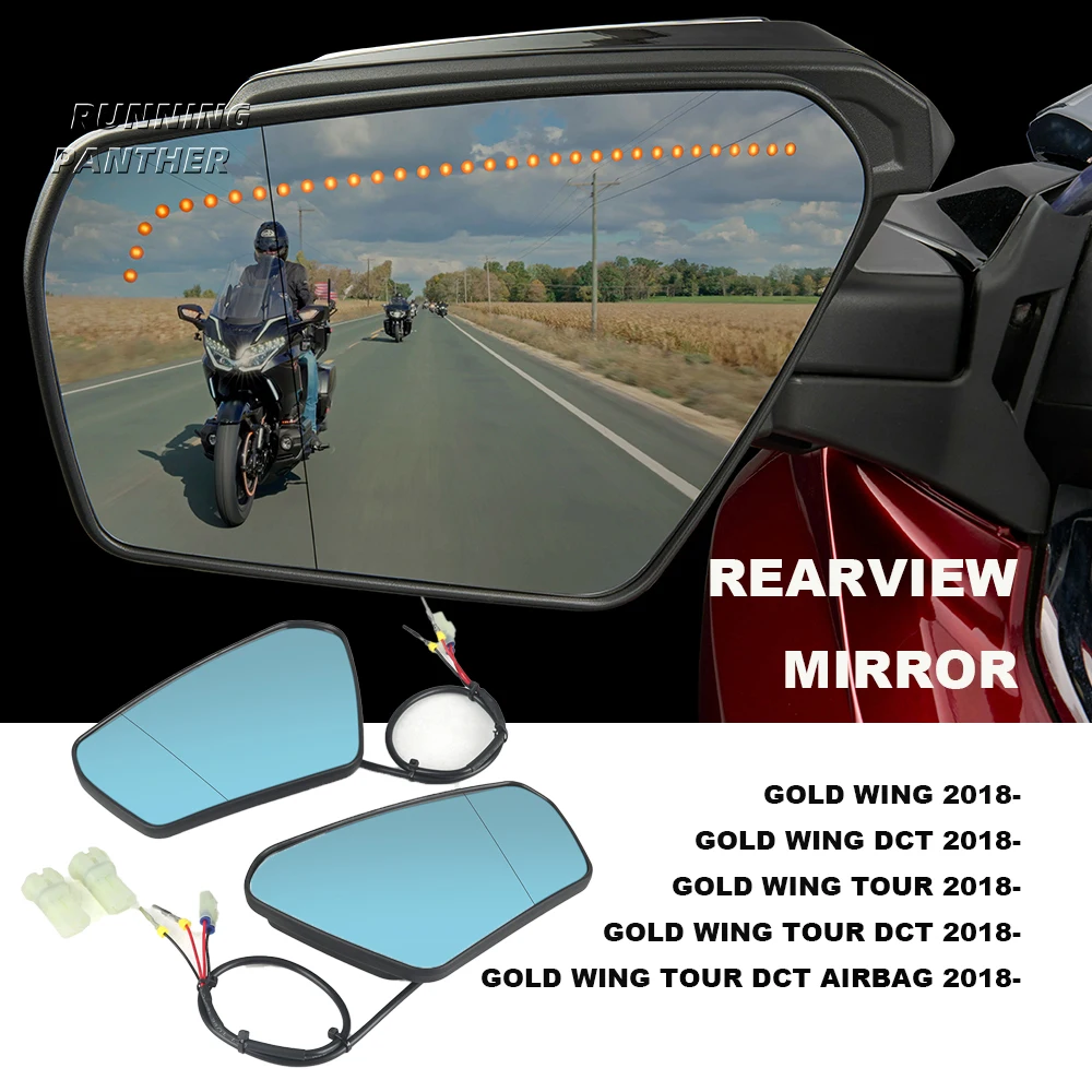 

Motorcycle Accessories Extended Convex Mirrors With Sequential Turn Signals For Honda Gold Wing Tour DCT Airbag GL 2018-2025