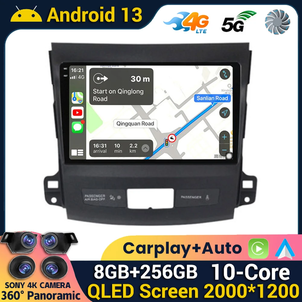 

Android 13 Carplay Auto For Mitsubishi Outlander 2 For Citroen C-Crosser For Peugeot 4007 Car Radio Multimedia Player GPS Stereo