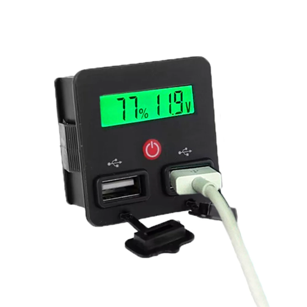 

Acid Battery Capacity Indicator with Voltmeter and USB Charger Dual Ports Suitable for 12V 24V Battery Testing