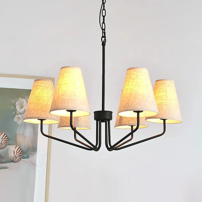 

American minimalist chandelier lighting country creative with tapered fabric lampshade living room bedroom dining room