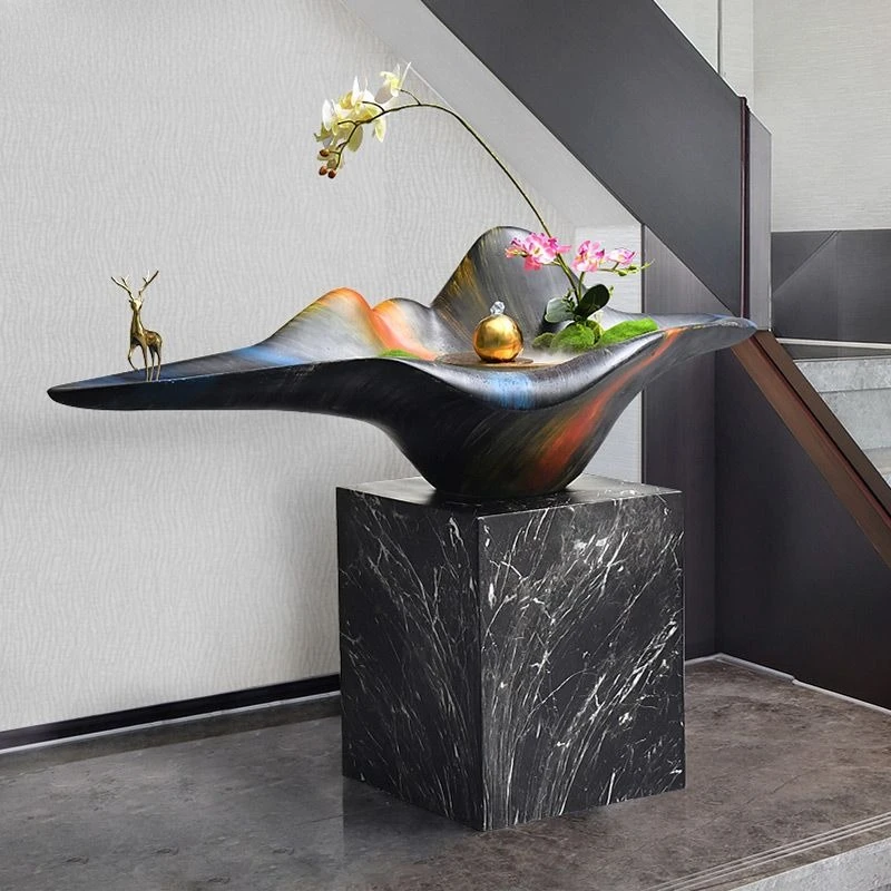 Light luxury floor-to-ceiling flowing water fountain ornament foyer circulation water feature lucky art