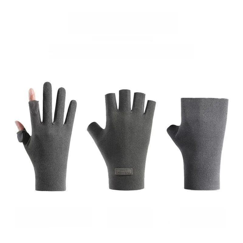 Thickened Velvet Half Finger Gloves for Women Driving Office Writing Warmth Commuting Fall Winter Fashion Accessories