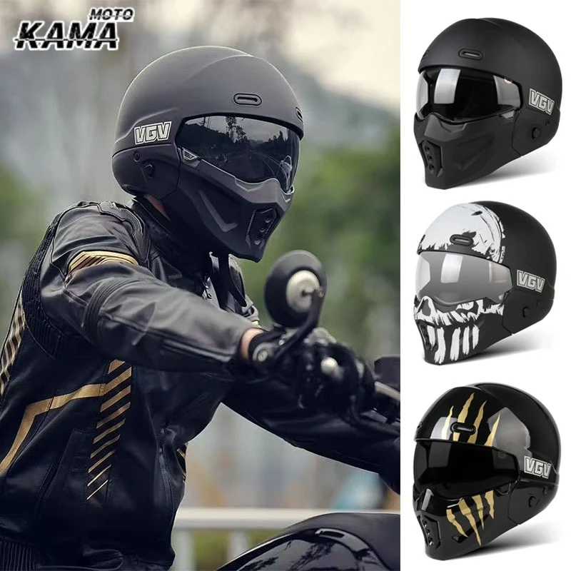 

Motorcycle Helmet Front Mouth Detachable Combination Helmet,retro Motorcycle Half Helmet, Helmet Comfortable and Breathable
