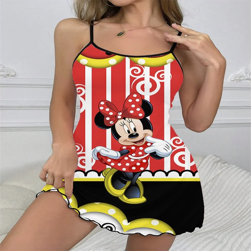 2024 New Comfortable Sleepwear for Women Sexy Luxury Female Sleeping Skirt Cartoon Minnie Pattern Women's Suspender Nightwear