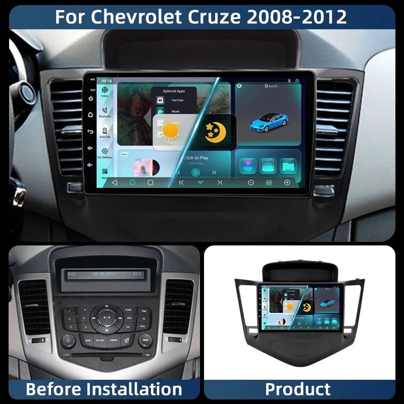 

Jundof 9" Android 13 Car Radio For Chevrolet Cruze J300 2008 - 2014 Multimedia Player Navigation GPS 2 din Carplay DVD Head Unit