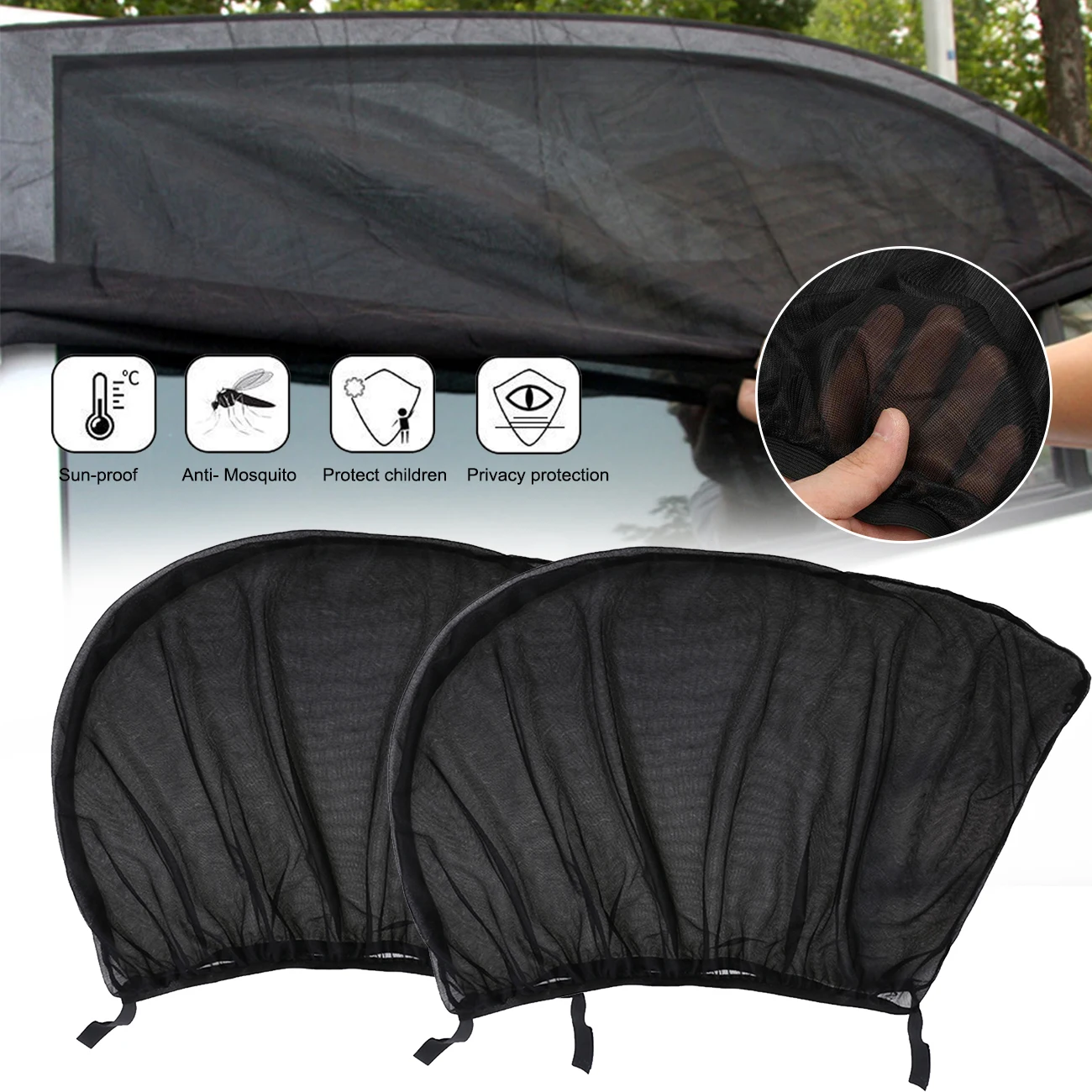 2pcs Car Window Sunshade Curtains Universal Side Window Curtains UV Protection Mesh Car Styling Accessories