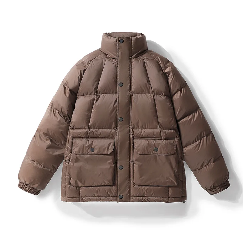 Men's Winter Casual Thick Warm Standing Collar Cotton Coat Youth Trendy Workwear Jacket