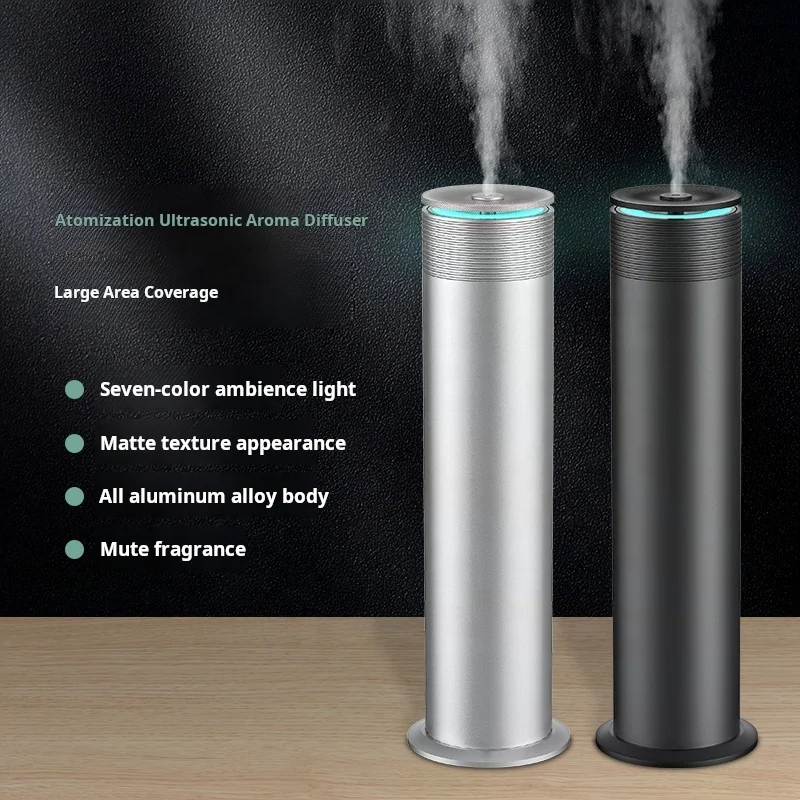 Electric Waterless Smart Diffuser Portable Cylinder Essential Oil Scent Diffuser for Home & Hotel 7 Colors Led Light