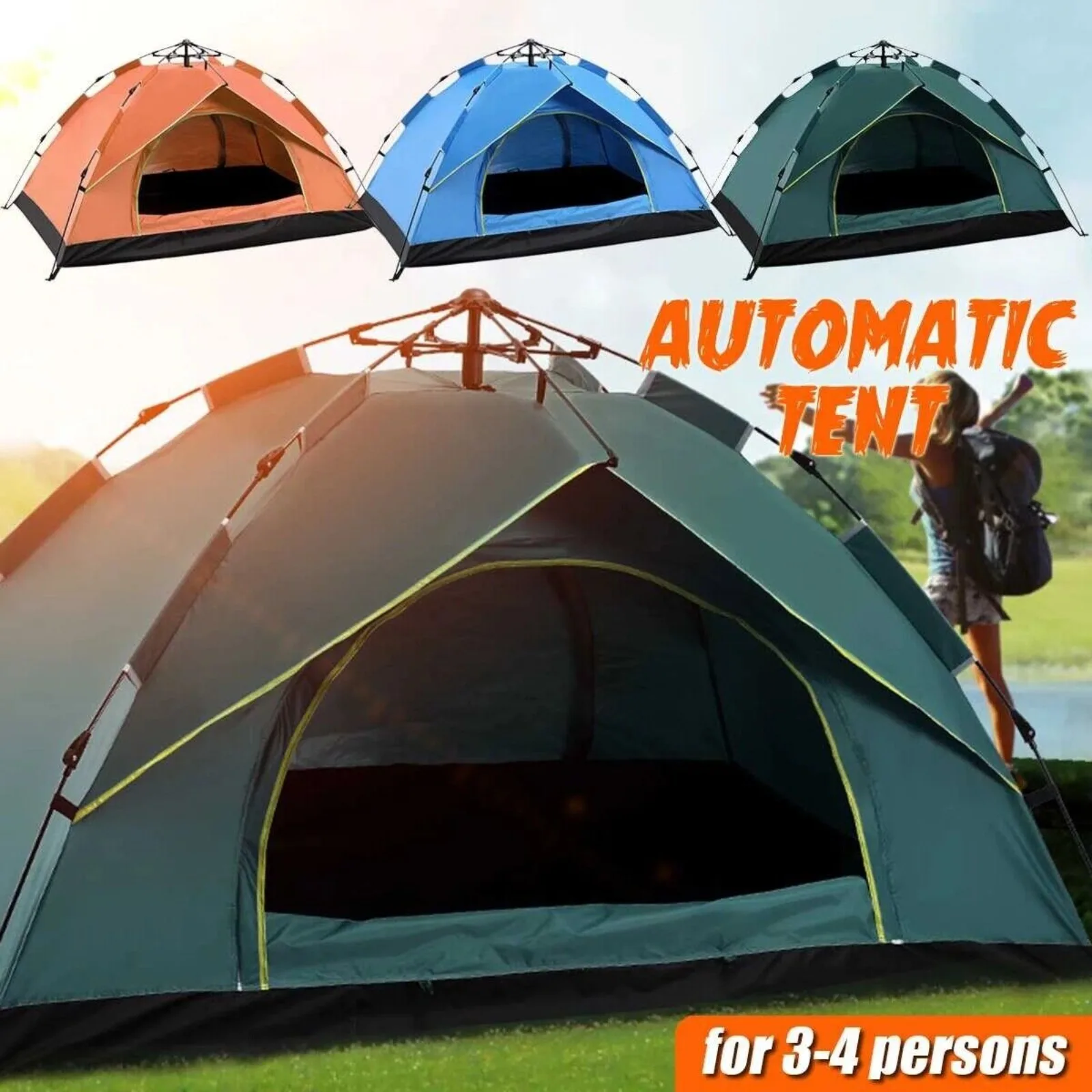 3-4 Person Pop Up Tents Waterproof Windproof Instant Tent for Camping Hiking United States