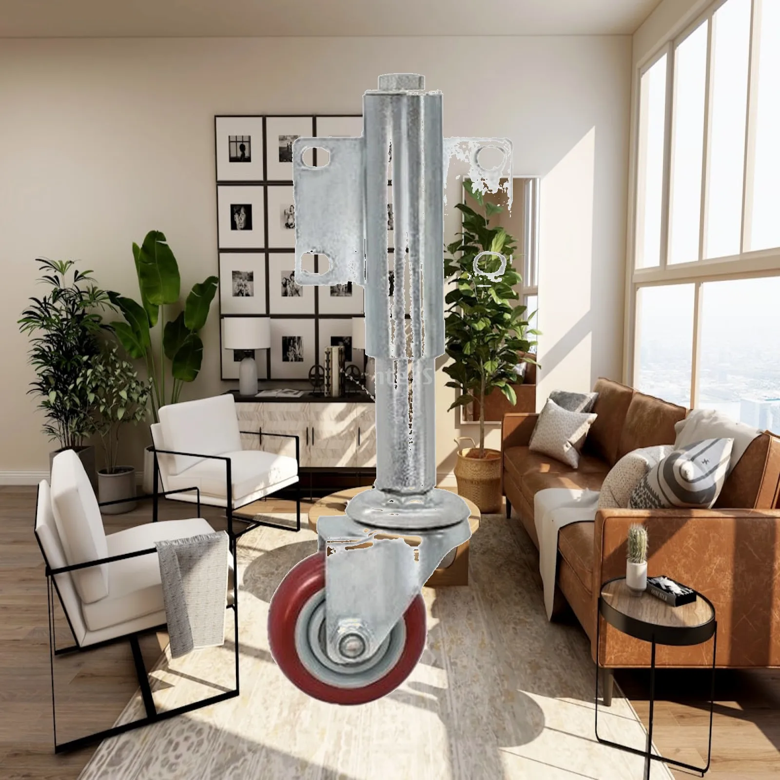 Swivel Spring Caster Wheel Retractable Gate Wheel Iron Paint Frame with Cylindrical Sleeve for Stable Door Support