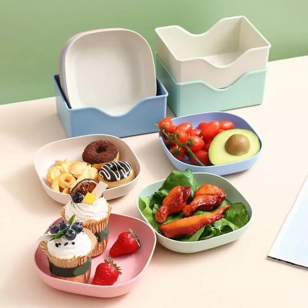 10pcs Multi-function Spit Bone Dish Food Grade Plastic Round Square Set Dining Table Garbage Plate Household Snack Fruit Plate