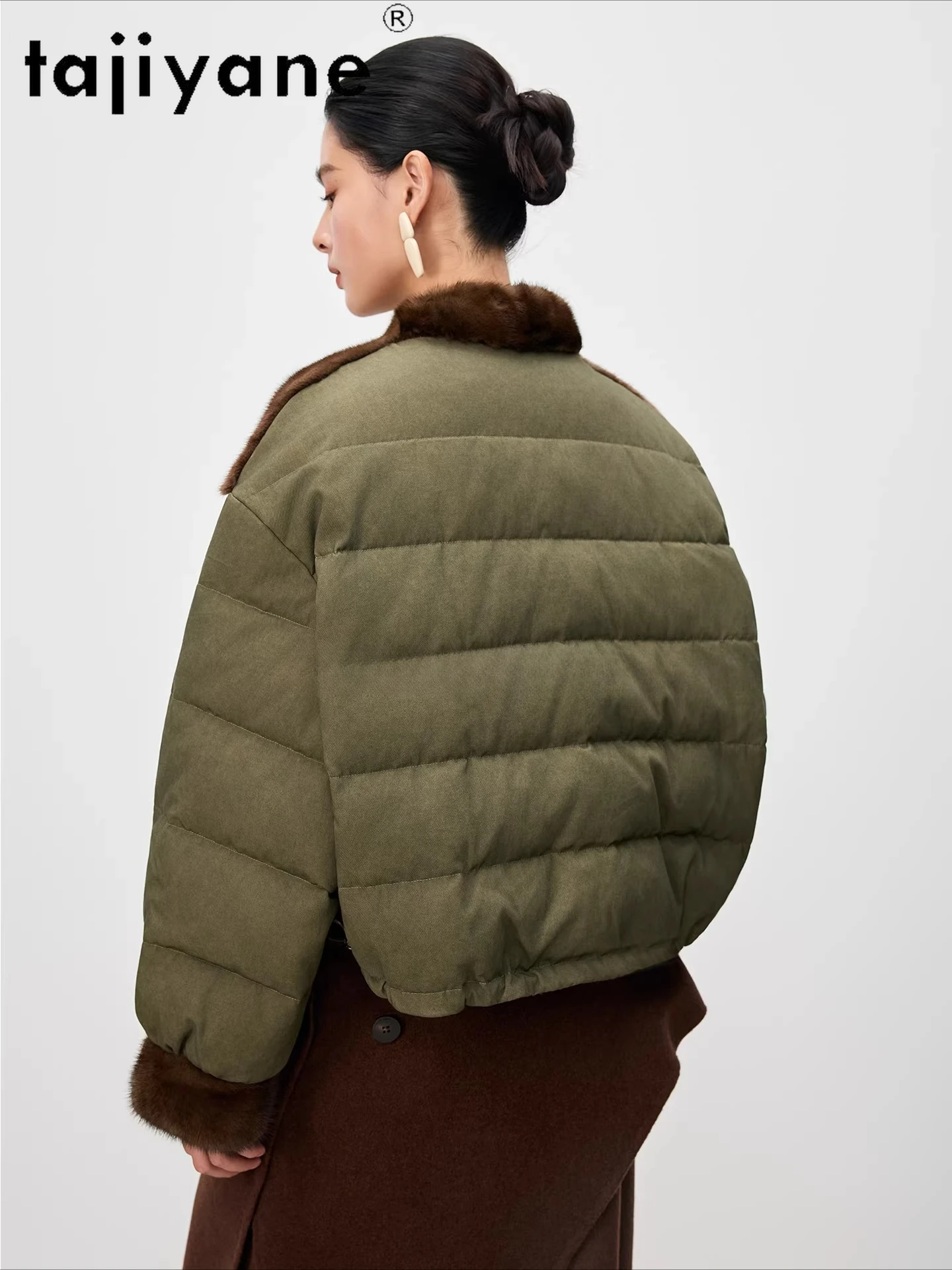 타지야네 90% 구스 다운 재킷 여성용 럭셔리 밍크 퍼 코트 짧은 리얼 퍼 코트 프리미엄 겨울 여성 의류 2025 여성용 재킷