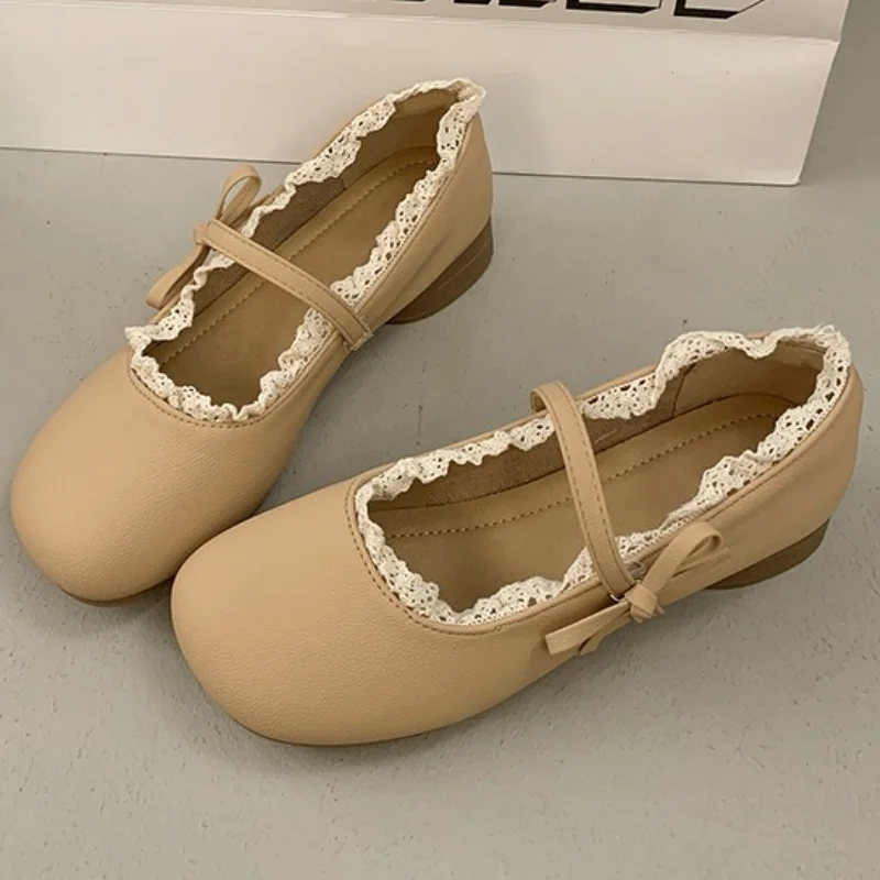 Primavera verão feminino novo temperamento retro suave emparelhado com saia salto grosso boca rasa sapatos únicos confortáveis