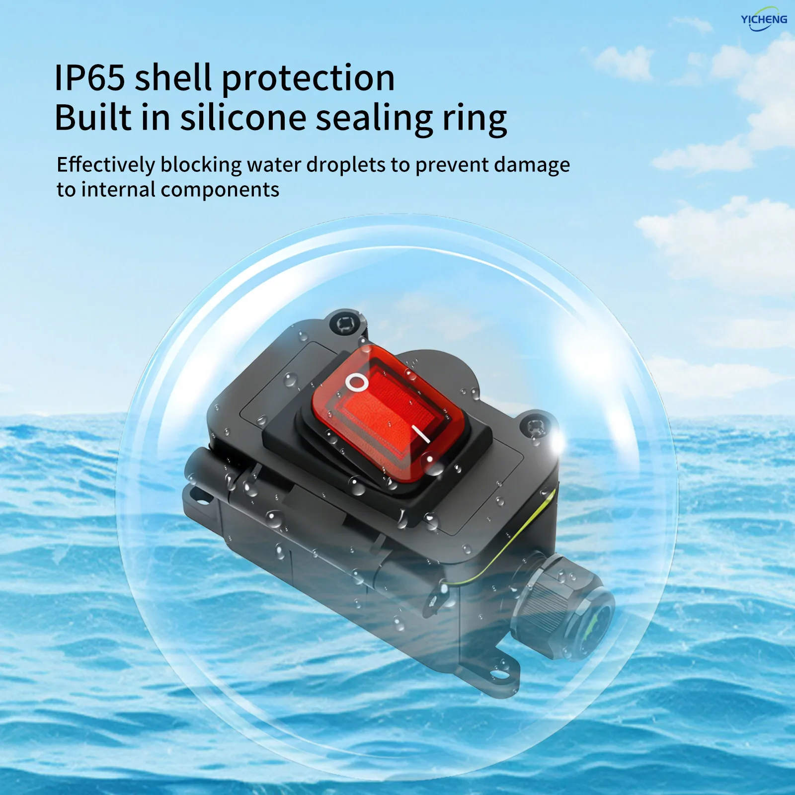 1Pcs Waterproof On Off Toggle Switch with Light Rocker Button Inline Cord Switch DPST IP66 Waterproof outdoor junction box