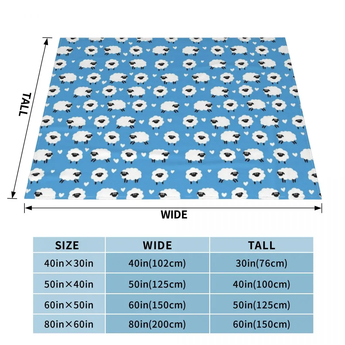 Schaf und Herzen Muster-blaue Decke Decke Wärme decken für Reise Baby decke große Decke Manga
