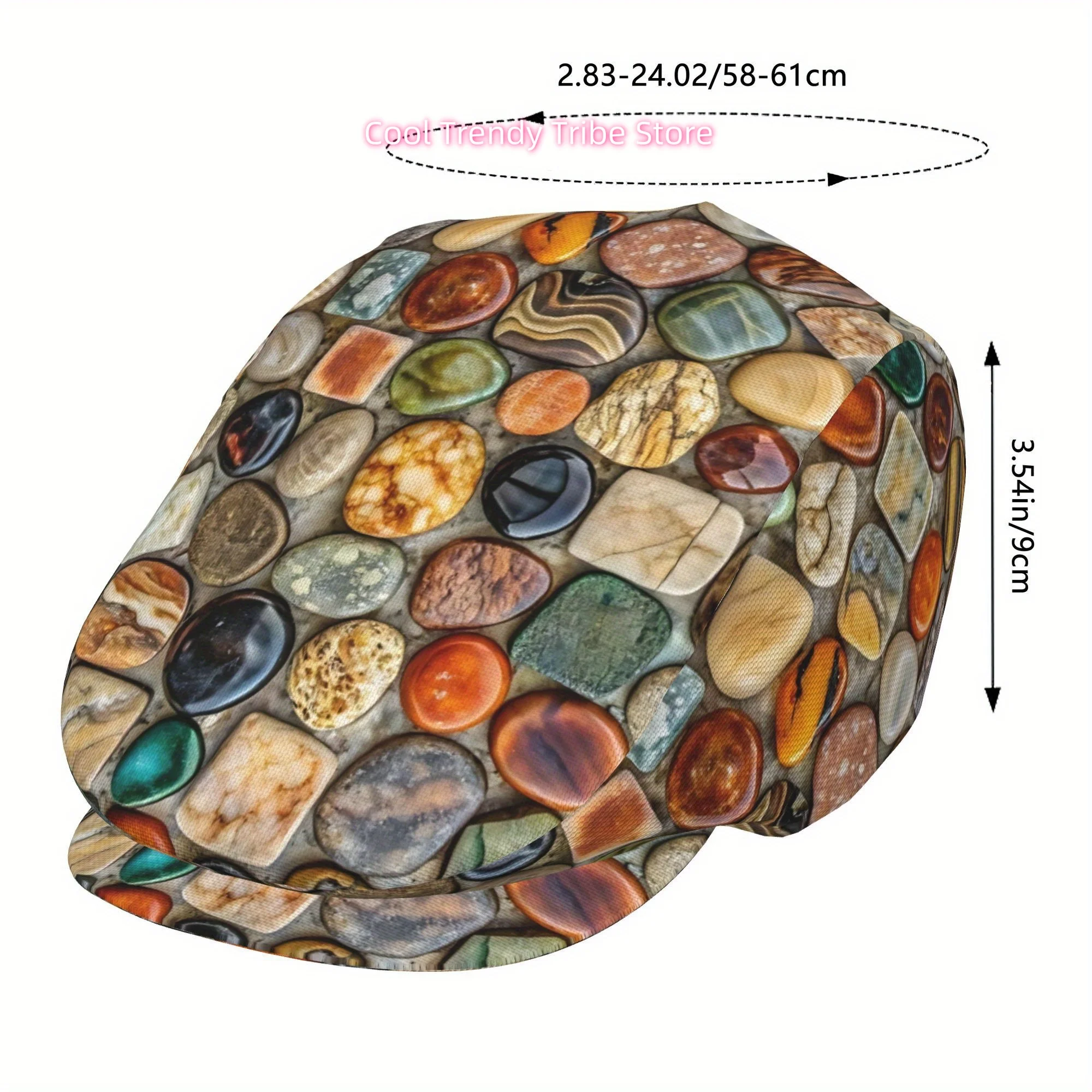 1pc Colorful Texture Stone Full Face Print Beret Fashion Newsboy Cap Unisex Golf Cap Outdoor Sports Leisure Activities Formal Oc