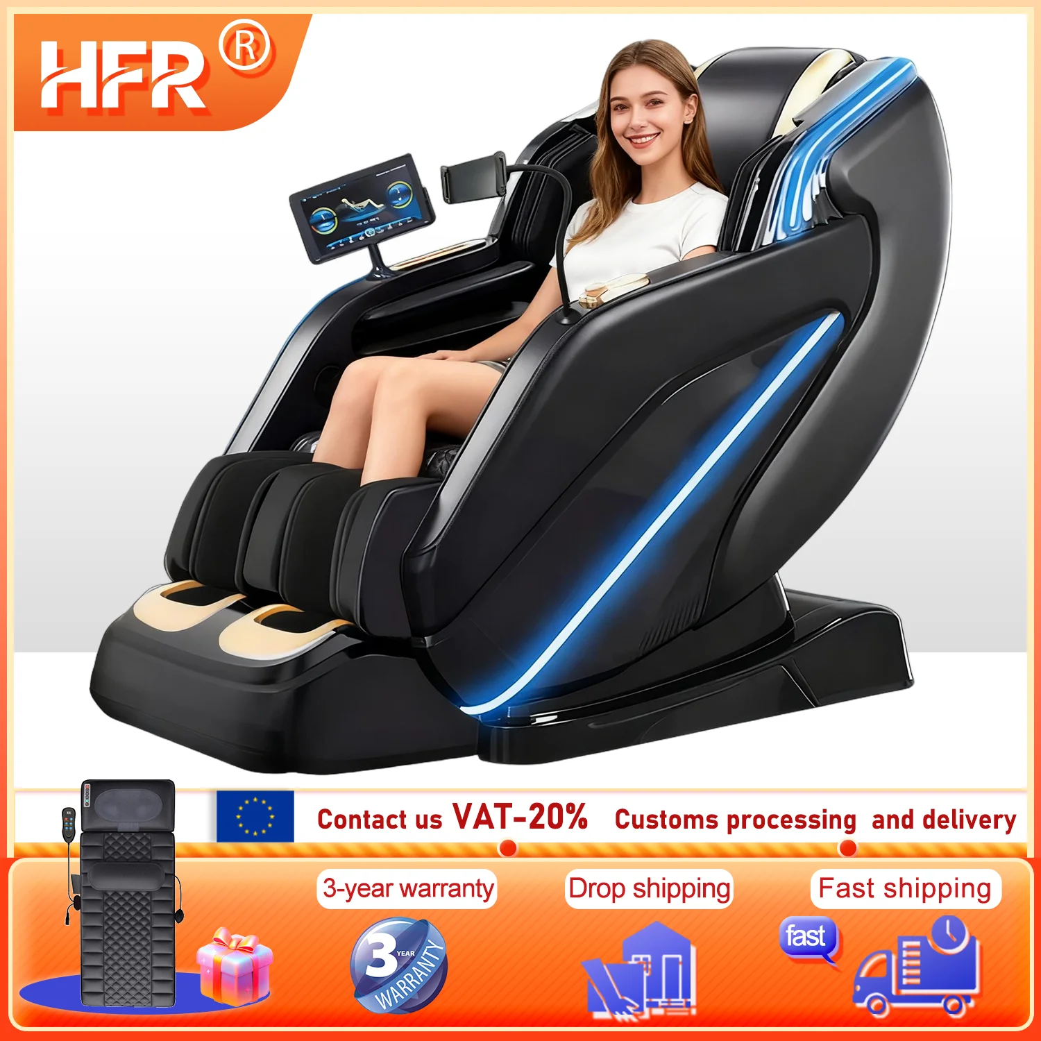 

Massage Chair Full Body,2025 Zero Gravity SL-Track Shiatsu Massage Chairs Recliner AI Voice,Waist Calf Heating Phone Holder blac