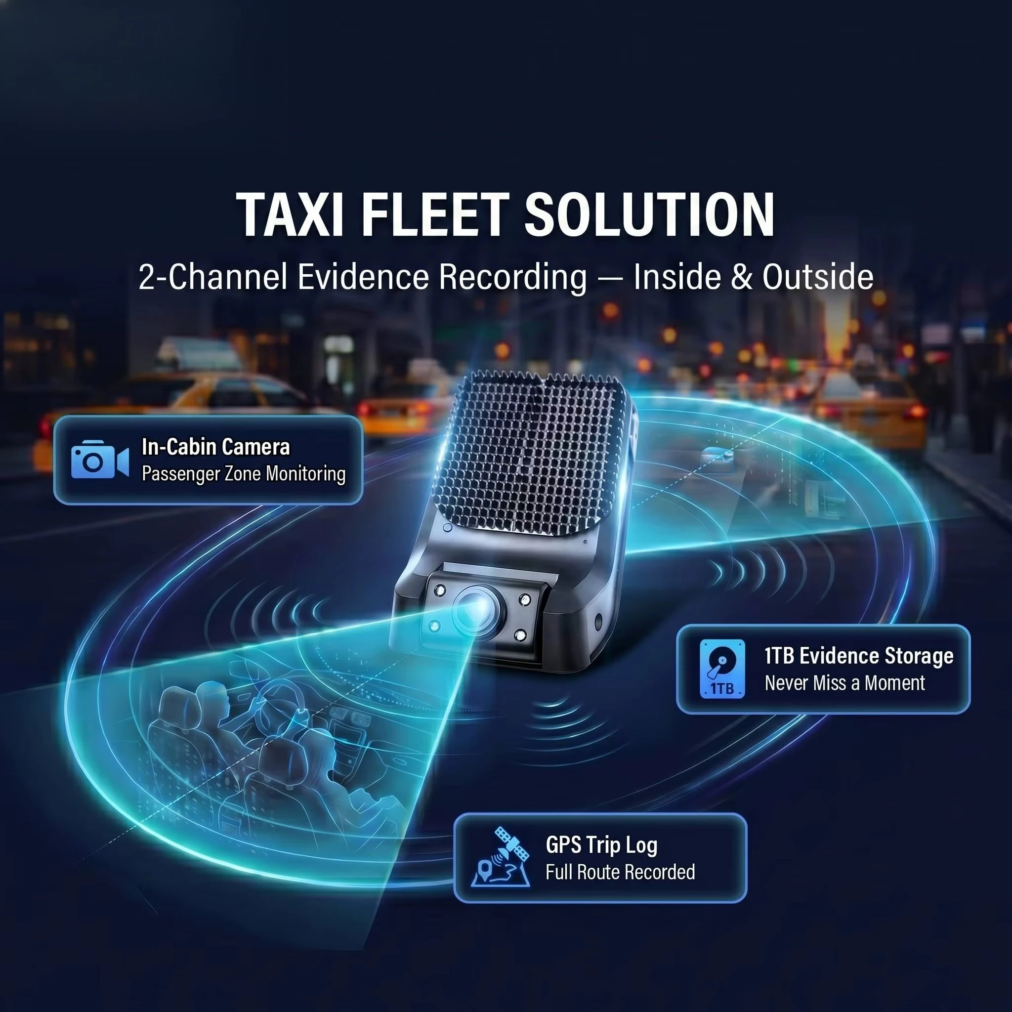 4G GPS Taxi Dash Cam Dual Lens 1080P AI DVR DMS Driver Fatigue Alert + ADAS Starlight Night Vision