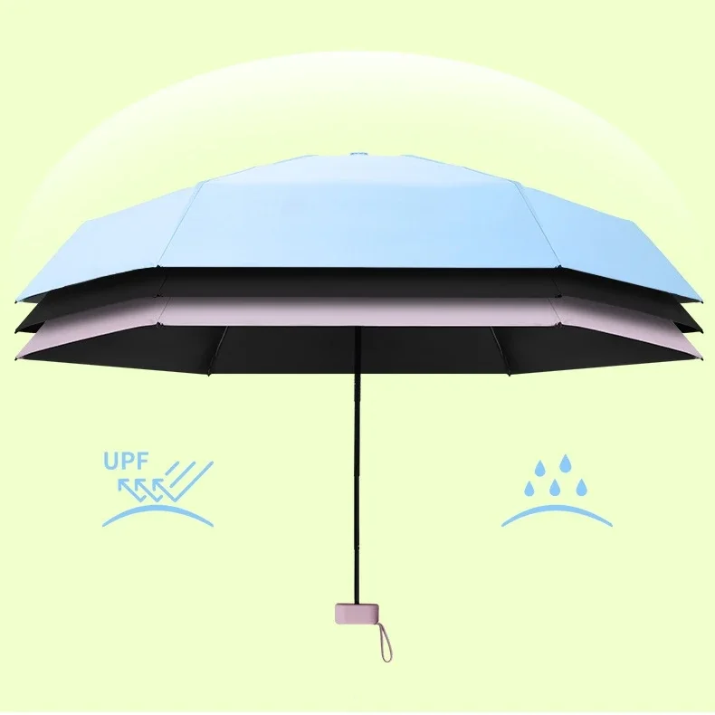 New Design Portable Mini Umbrella Anti-UV 6 Fold Umbrella with Hard Case Women Small Pocket Rain Umbrella
