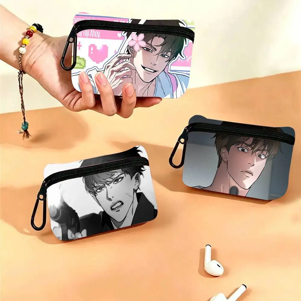 Manga Kwon T-Taekjoo Oxford Fabric Wallet With Zipper Hanging Multifunctional Bag For Credit Cards Keys Coins