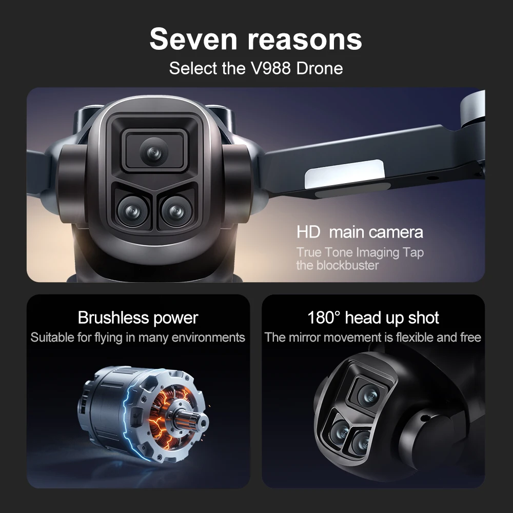 xiaomi V988 Drone 4K Professional 8K HD Dual Camera Remote control with large screen FPV Quadcopter 5G WIFI Foldable dron Mijia