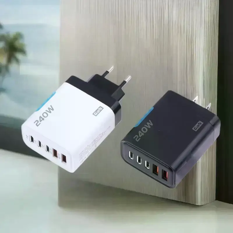 5 In 1 240W GaN USB C Charger Multi Ports High Speed USB Charging Adapter Quick Charging Phone Charger Power Adapter EU/US Plug