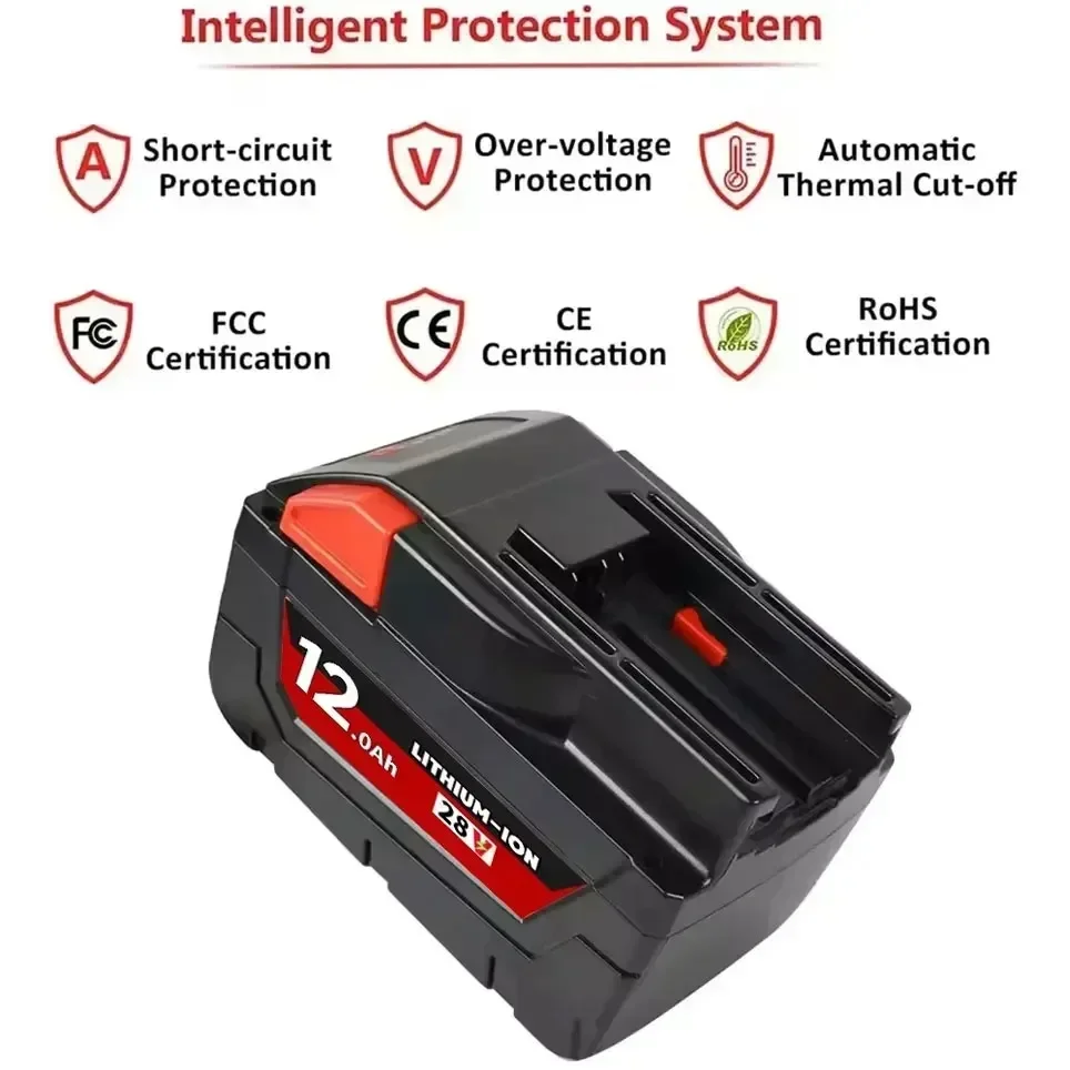For Milwaukee 28V 12.0Ah M28 Battery Li-Ion Replacement Battery For Milwaukee 28V M28 48-11-2830 0730-20 Tool battery