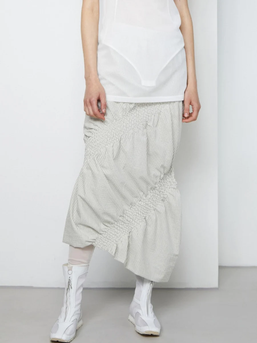 

Women'S 2026 Spring/Summer High-Waisted Slim-Fit Mermaid Skirt With Pleated Irregular Pattern