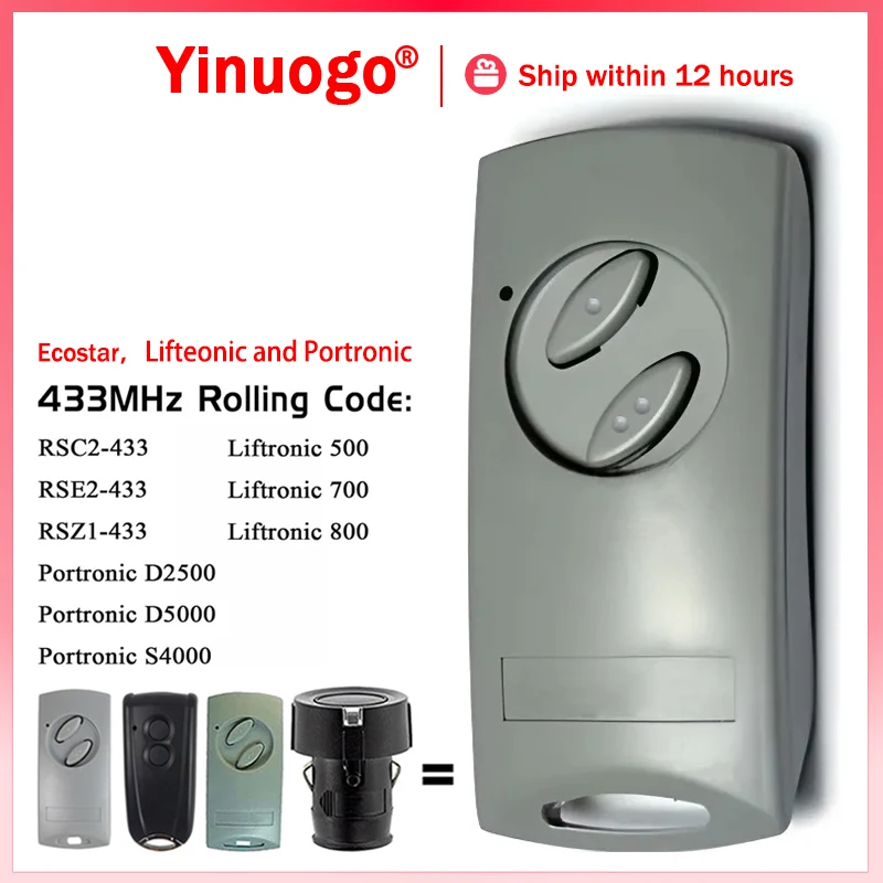 ECOSTAR RSC2 RSE2 433 Garage Remote Control Gate Opener 433MHz Rolling Code Ecostar RSC2-433 RSE2-433 Hand Transmitter