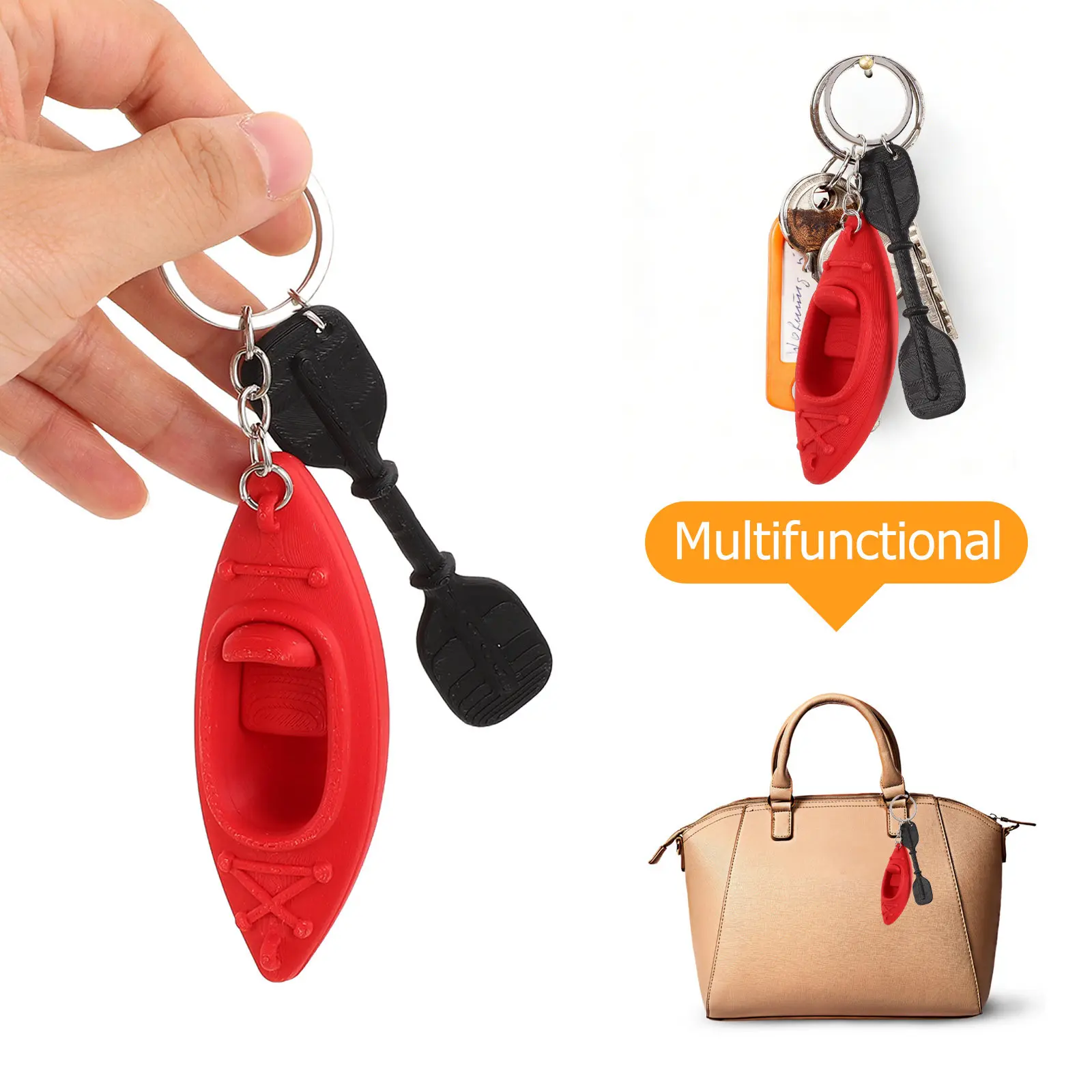 3Pcs Kayak Keychain Set Sporty Aesthetic Boat Design Portable Lightweight Key Ring for Kayaking Accessories Team