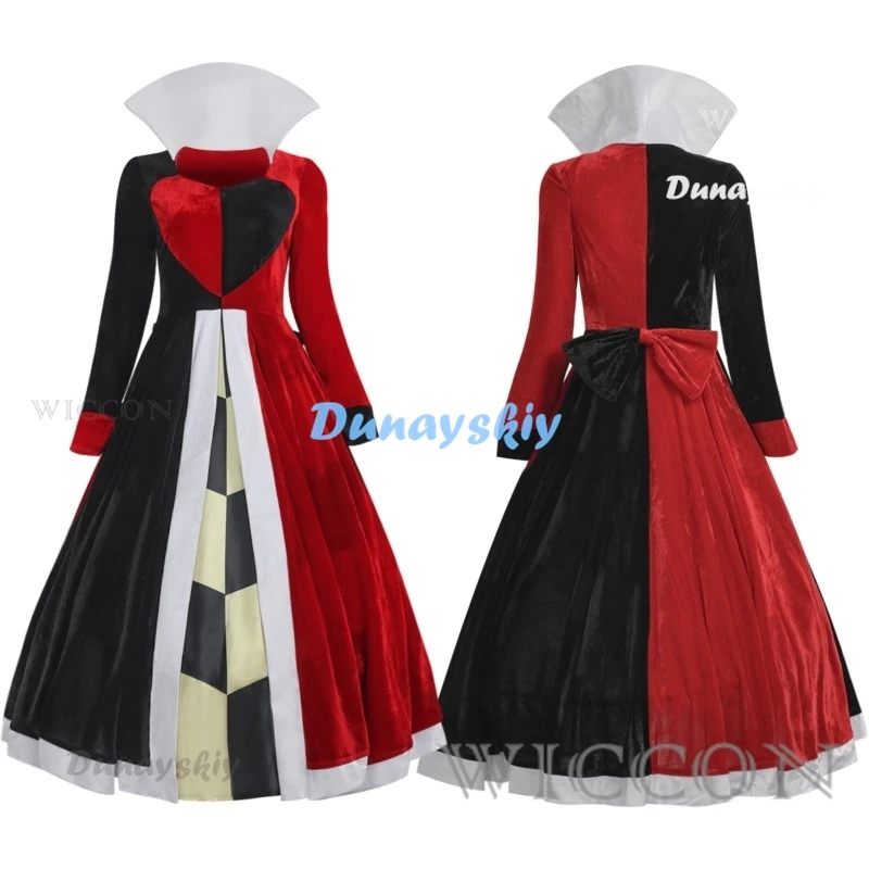 New Alice Red Queen Cosplay Costume Dress Red Black Dress Poker Cosplay Costume Halloween Costume For Women Girls High Quality