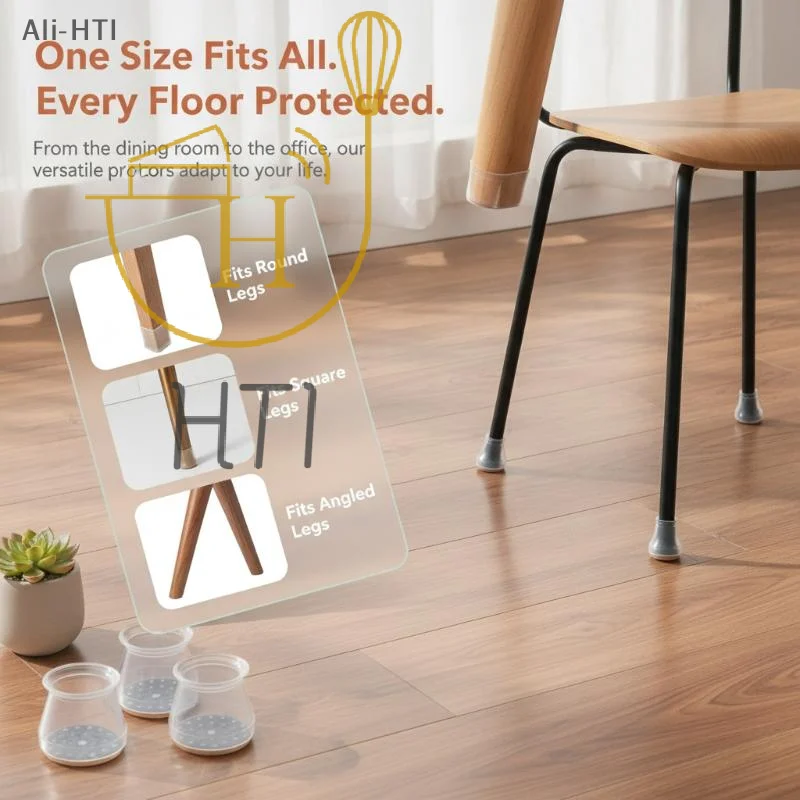 16 Pcs Transparent Silicone Chair Leg Protectors With Non Slip Felt Bottom Noise Reduction Perfect For Hardwood Floors Home
