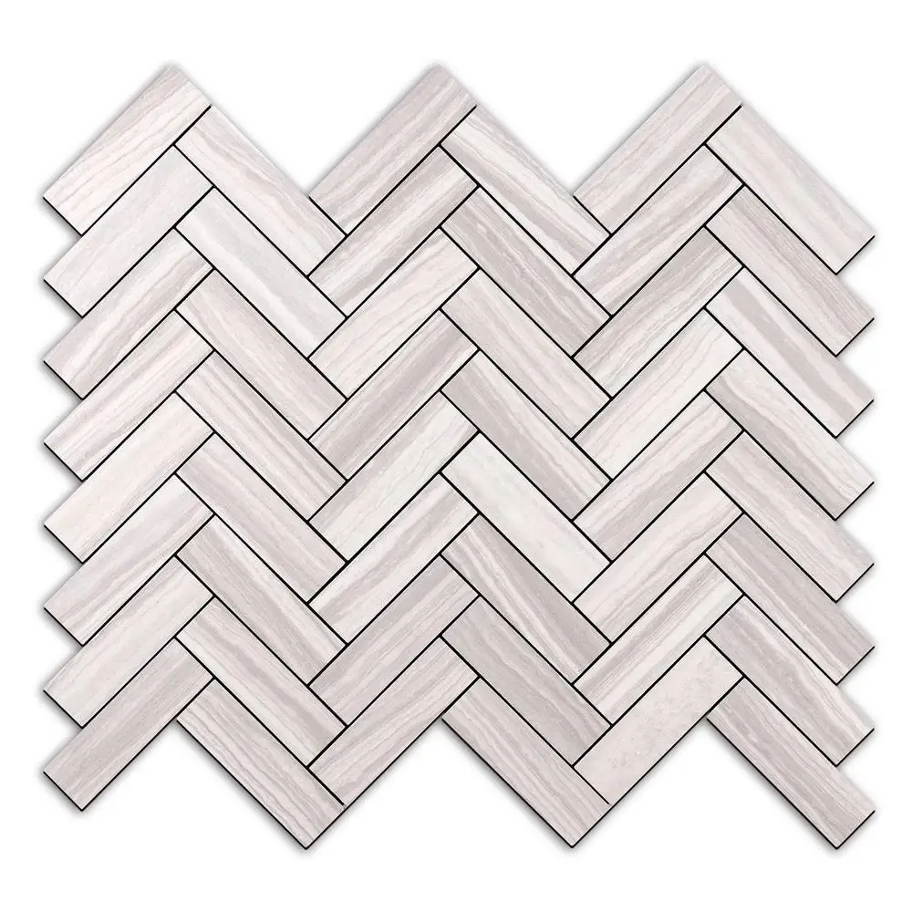 Peel Stick Backsplash Tile Kitchen Bathroom Laundry Room 10-Sheet Herringbone PVC Self Adhesive Wall Easy Align Strong Adhesive