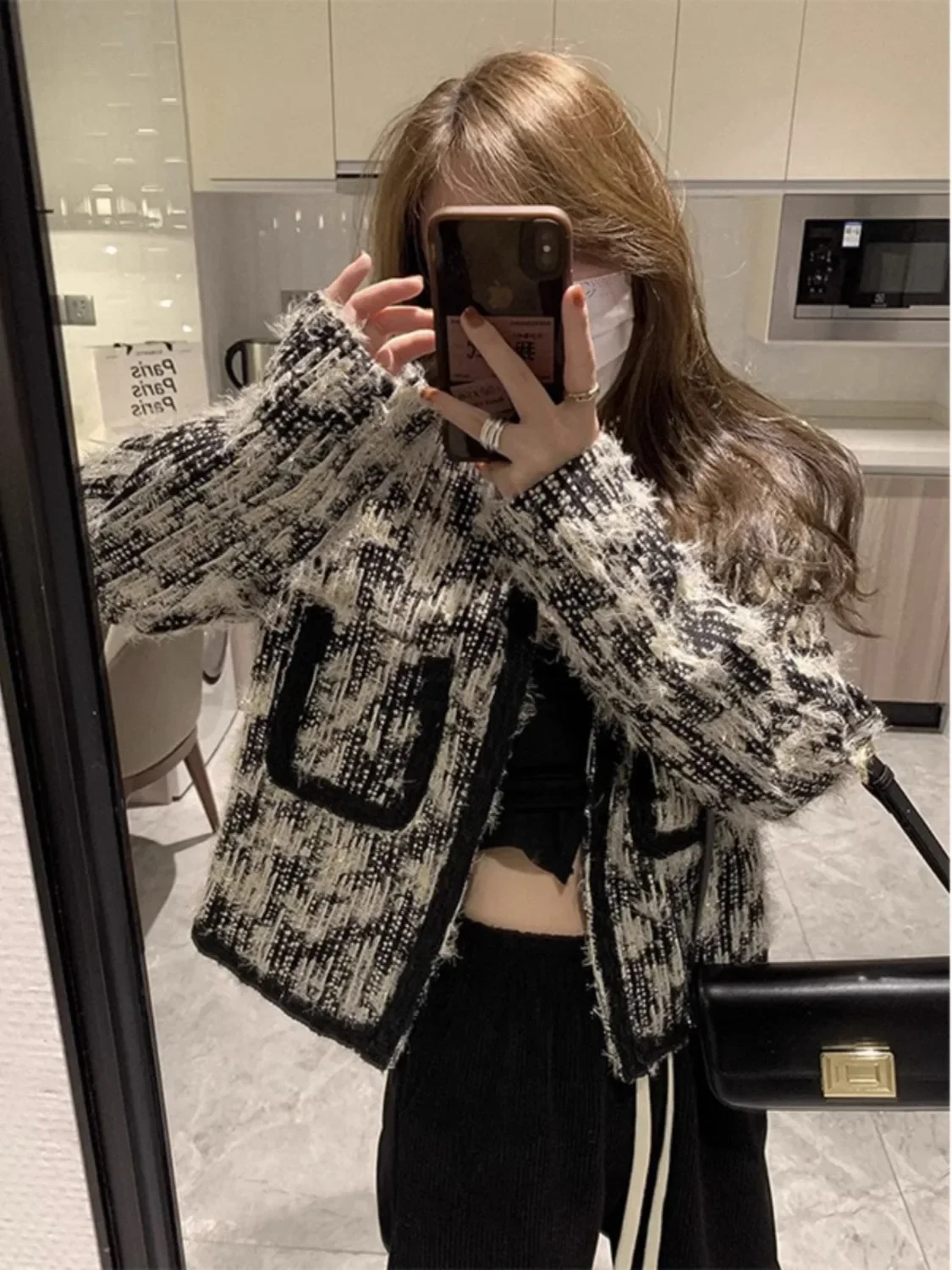 

Vintage High-end Jacket Top Women's Woolen Short Coat Autumn/Winter Temperament Woolen Jacket Female Coat Women Winter Jacket