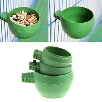 Hot Sell Parrot Bird Hamster Feed Bowl Cage Hanging Round Drinking Food Feeder Plastic Water Cup Bowl Feeding Bowl Tools 1PCS