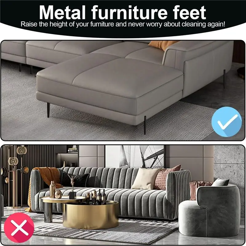 AS94-4 Piece Furniture Feet Height 19.5 Cm Gold Metal Table Legs Maximum Load 600 Kg Furniture Legs Sofa Foot Cabinet Feet Black