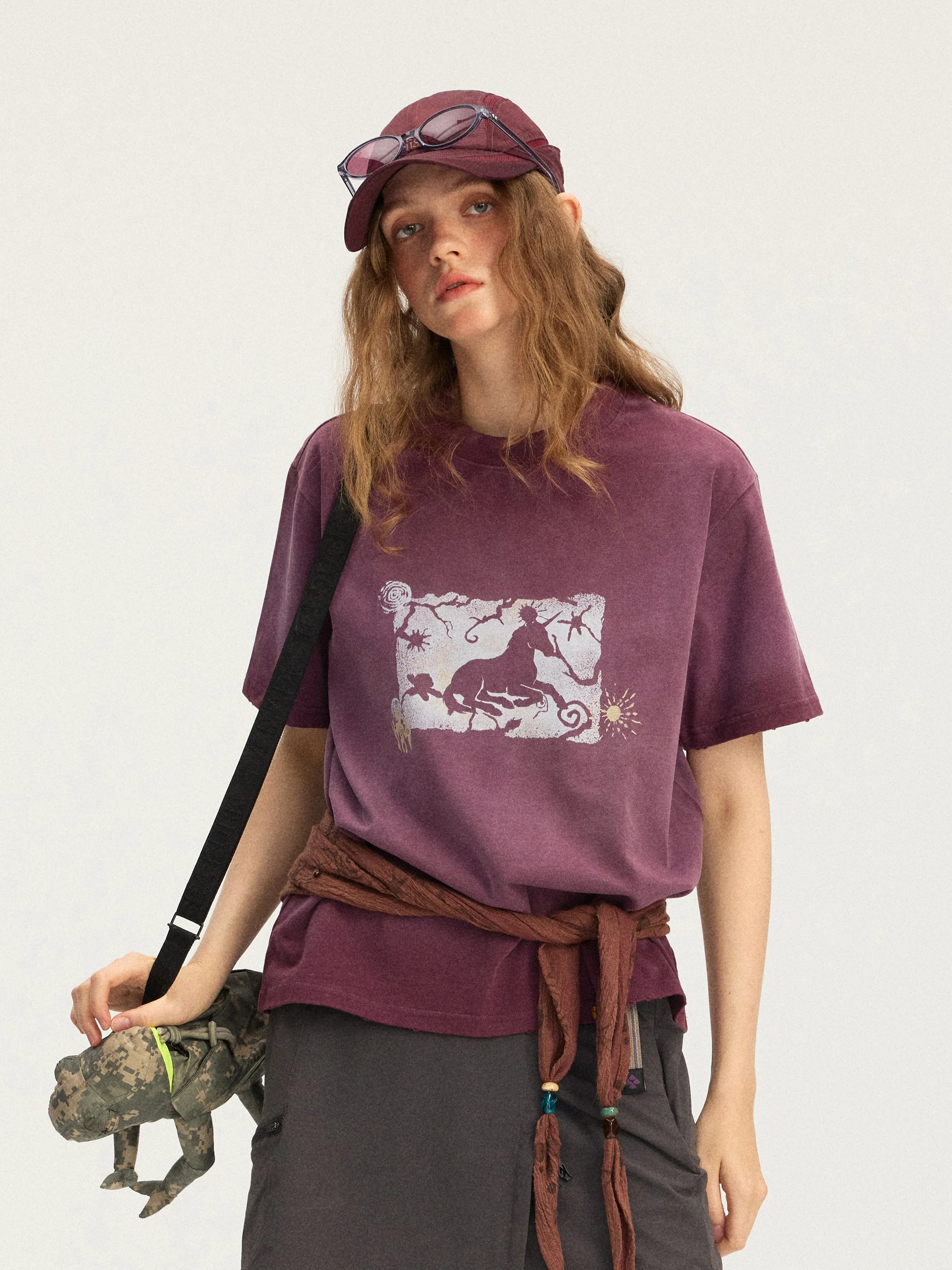 

Monterest orn Print ort Sve T-irt Vintage Waed Cotton Youthful Sle Daily Wear ex round Ne Tee