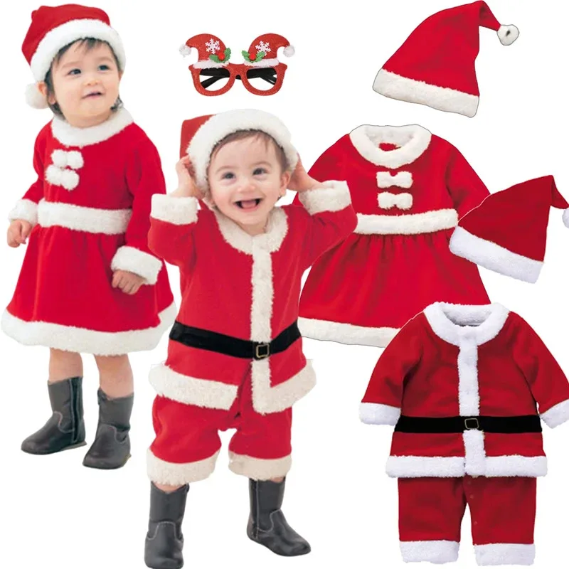 

XT82024 Boy Girls Christmas Cosplay Long Sleeve Kid Carnival Party Santa Claus Kids Costume For 0-12 YearsXT6@!