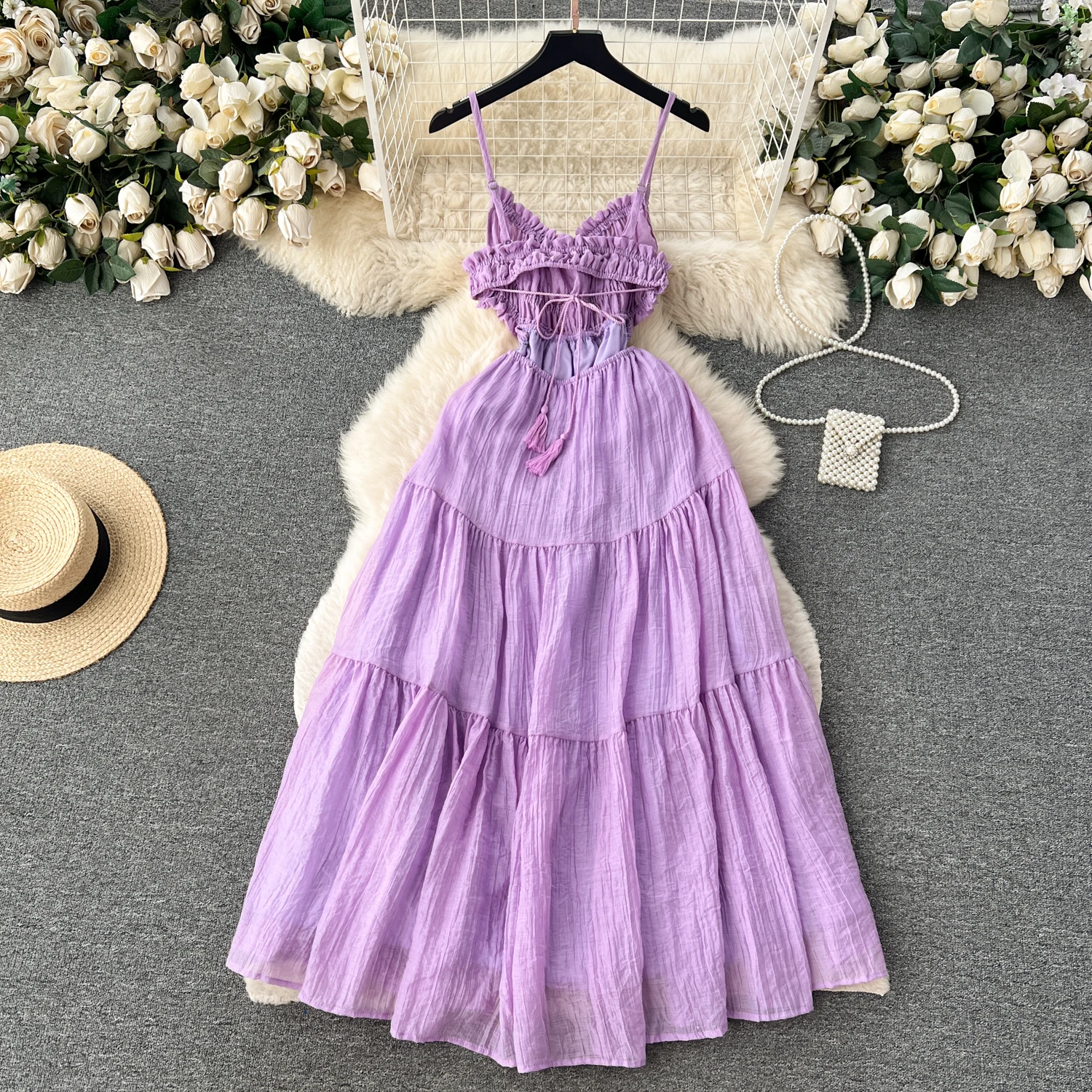 Sexy  Backless High Waist Hollow Bandage Slip Dress Casual A-line Dress Summer Beach Vestidos Women Evening Party Sundress