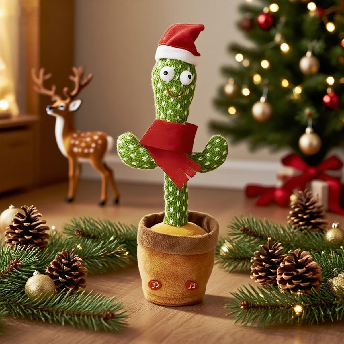 Home Table Decoration Autumn Hallowee Christmas Cactus Magic Dancing Voice Artificial Plant Twisting Music Song Birthday Gift