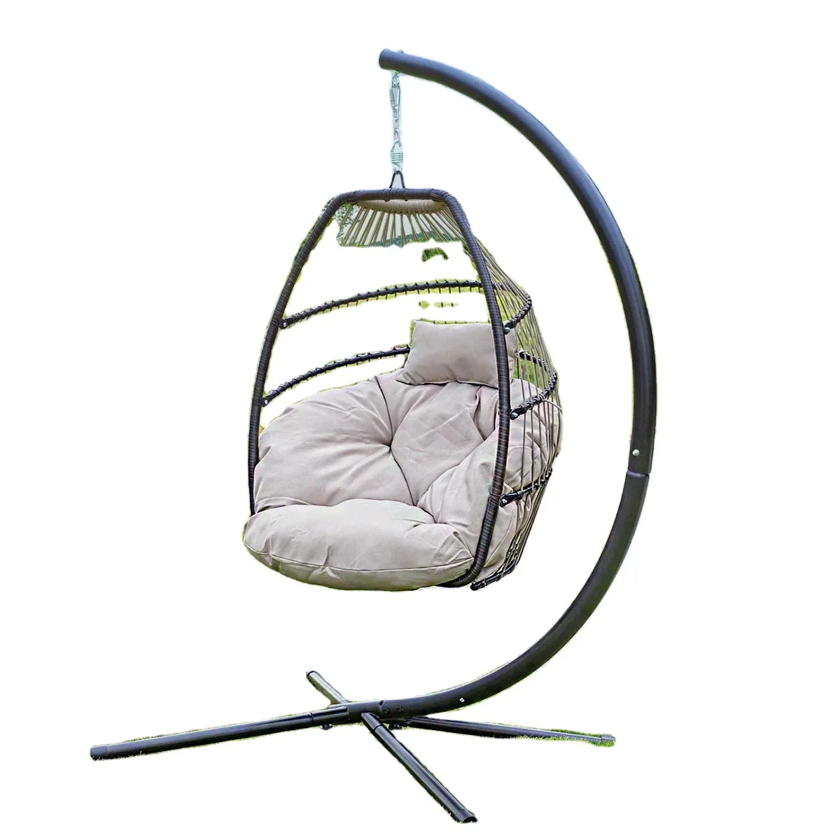 

# Hot Sales Outdoor Egg Chair Garden Furniture Patio Hanging Basket Water Drop Rattan Swing Chair With Stand