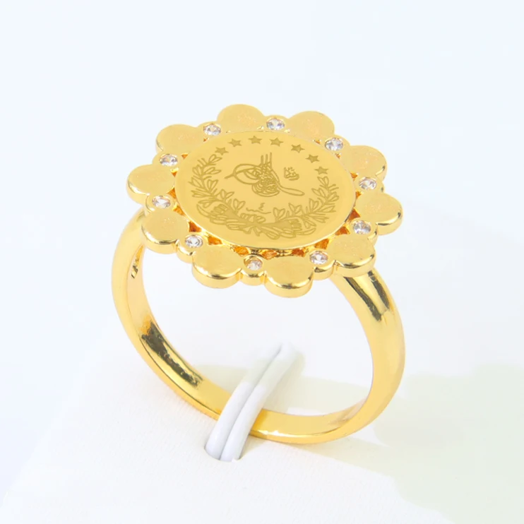 Türkische Goldmünzen Ring 21 Karat vergoldet Dubai Braut Hochzeit Paare Ringe Arabisch Islamische Frauen Ramadan Party Schmuck – Detail 28