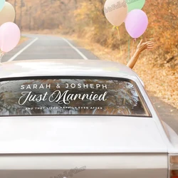 Pegatina de vinilo de boda Just Married, decoración de coche de boda, nombre personalizado, Mural de boda, siempre después