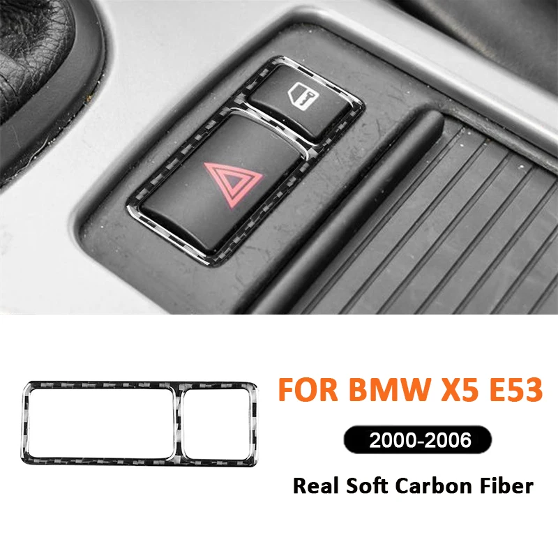 

For BMW X5 E53 2000-2006 Carbon Fiber Car Accessories Emergency Warning Light Switch Panel Frame Trim Cover Decoration Sticker