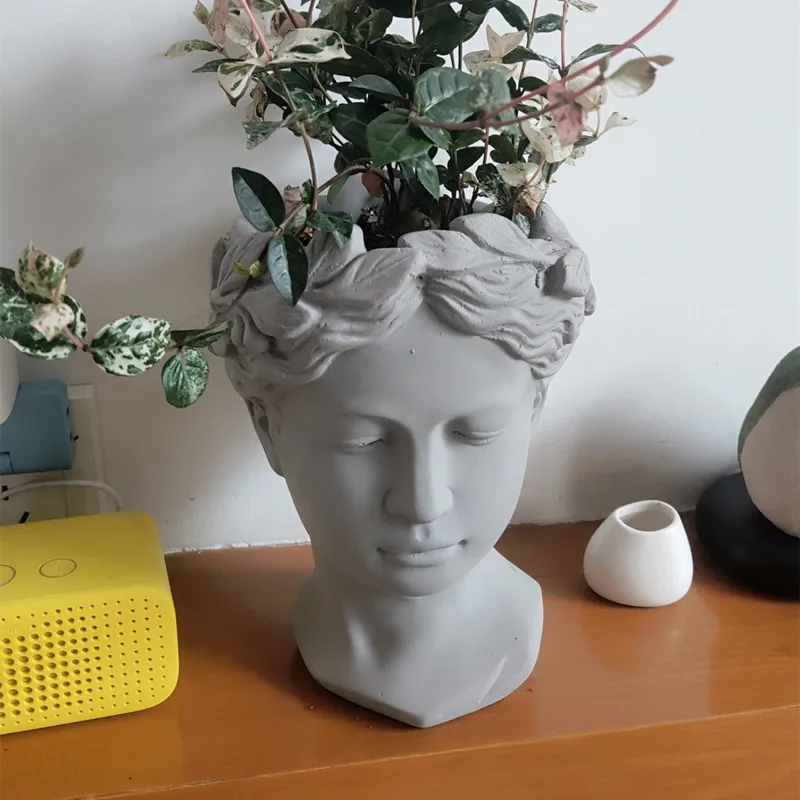 Silicone Mold Elegant Woman Avatar Flower Pot Succulent Pen Holder DIY Making Resin Concrete Vase Cactus Silicone Mold Home Make