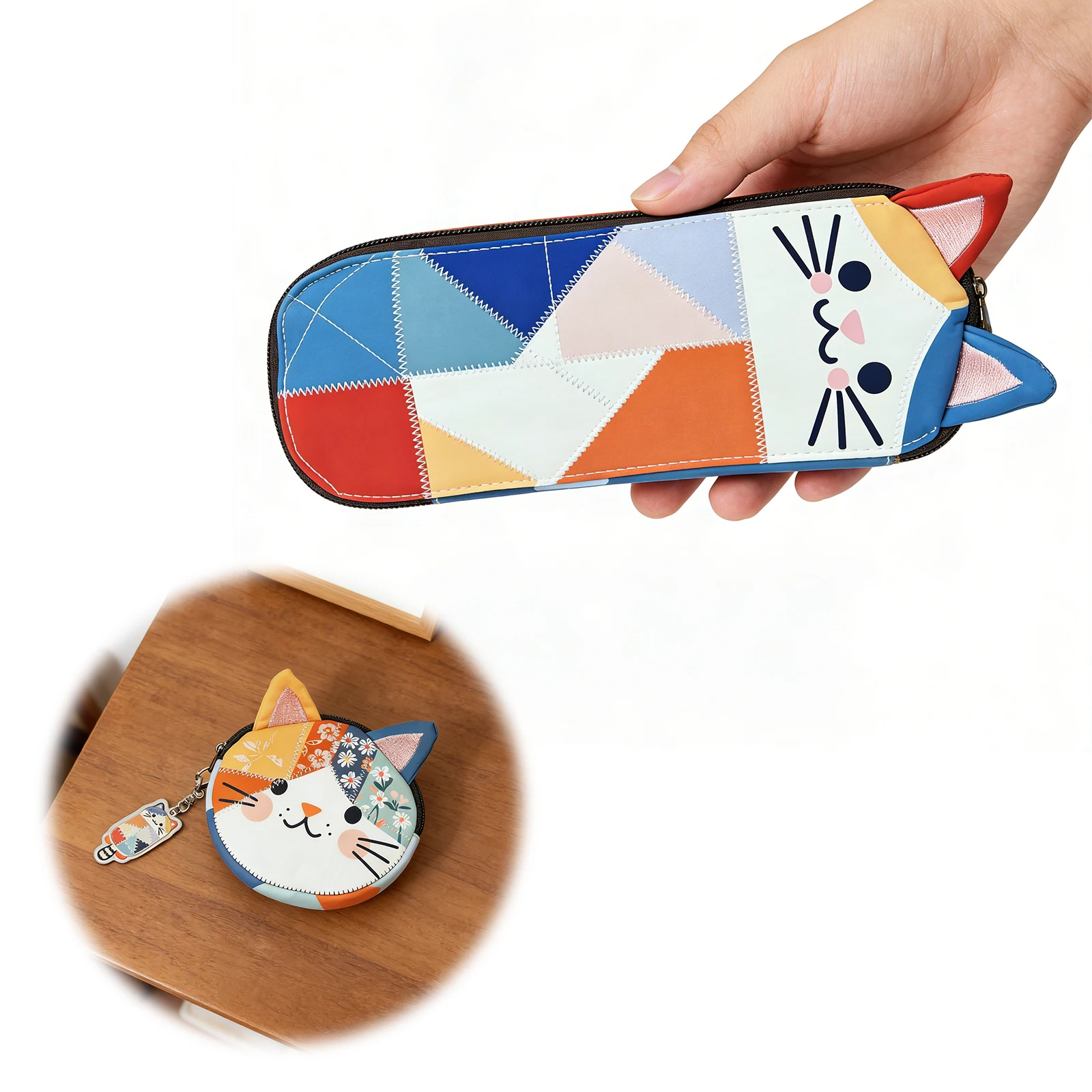 Petit porte-monnaie en forme de chat, style japonais, portefeuille créatif à motif animal, joli accessoire, cadeau pour femmes, idéal pour les pièces de monnaie, les écouteurs et les câbles.