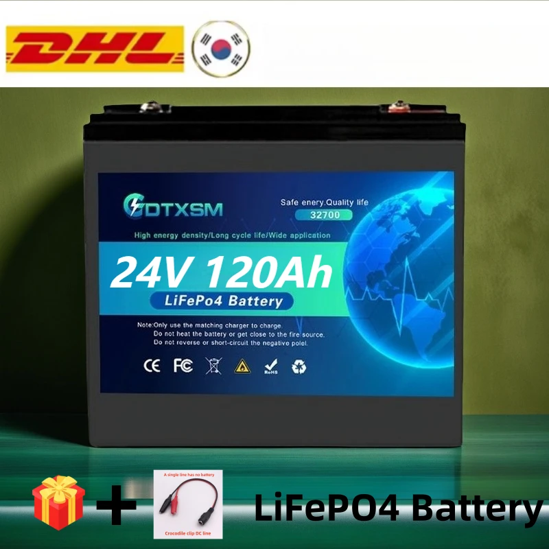 

32700 LiFePO4 100Ah/120Ah 24V Battery Built-inBMS RV Rechargeable Lithium Iron Phosphate Solar Power System RV House Trolling Mo