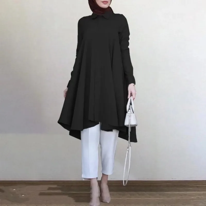 

Middle East Eid Prayer Girl's Blouse Long Sleeve Casual Women Top Abaya Caftan Islamic Clothing Saudi Dubai Muslim Shirt Ropa