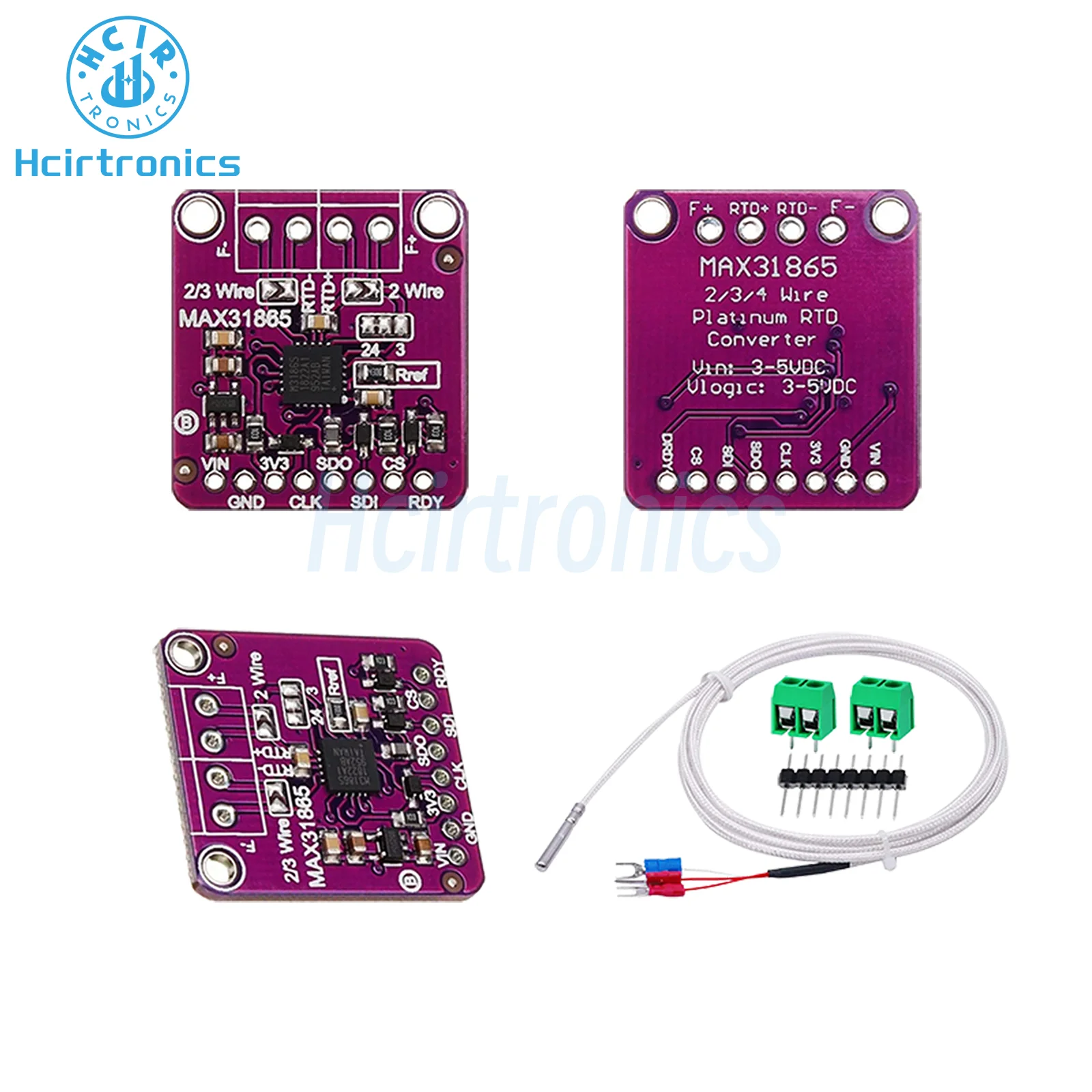 MAX31865 PT100 to PT1000 RTD-to-Digital Converter Board Temperature Thermocouple Sensor Amplifier Module 3.3V/5V
