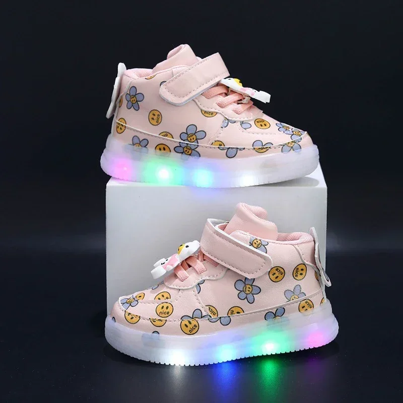 2025 LED Kids Shoe Children Shoes for Girl Boy Luminous Casual Sneakers Non-slip Soft Glowing Little Bear Toddler Shoe운동화